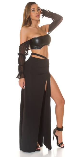 Musthave Maxi Skirt with Cut Out Black